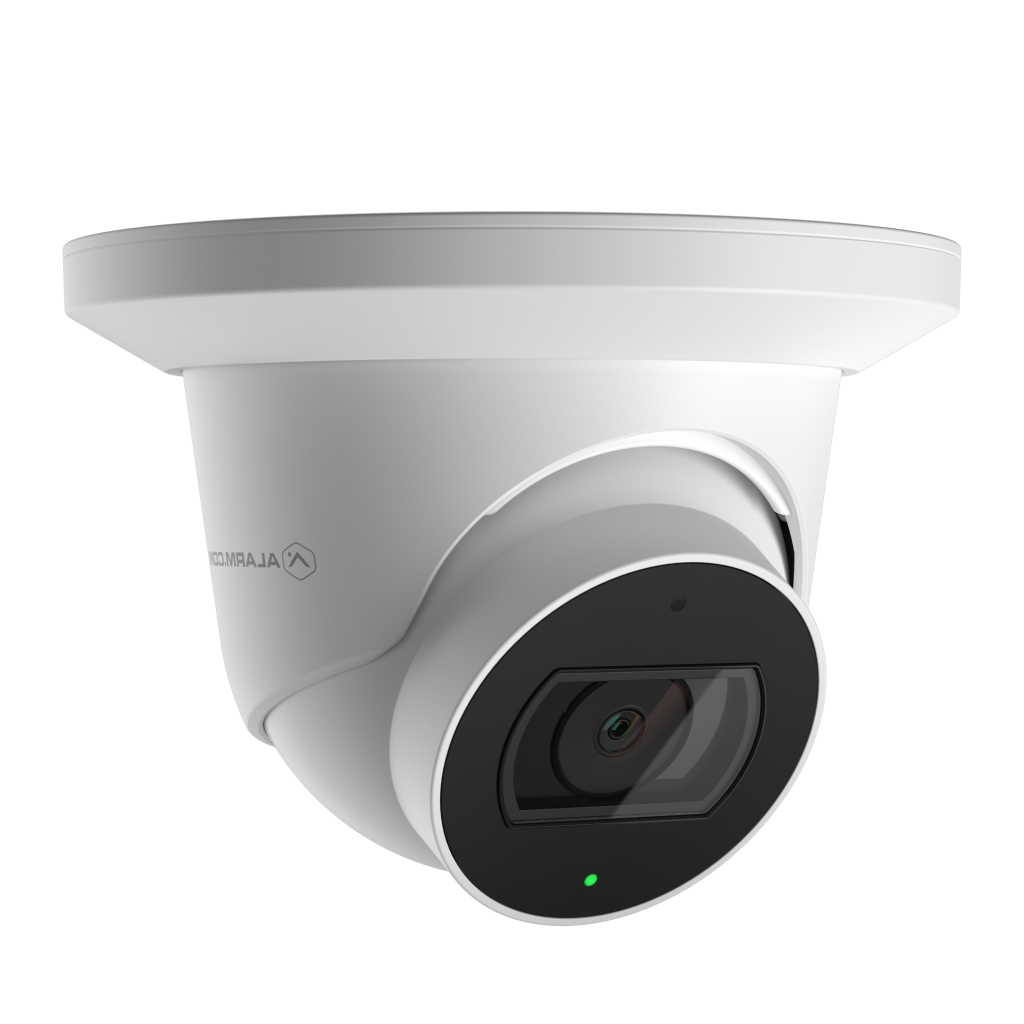white hardwired security camera